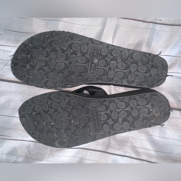 ☀️ Coach Jaicee Black Wedge Thong Flip Flops - Picture 5 of 10